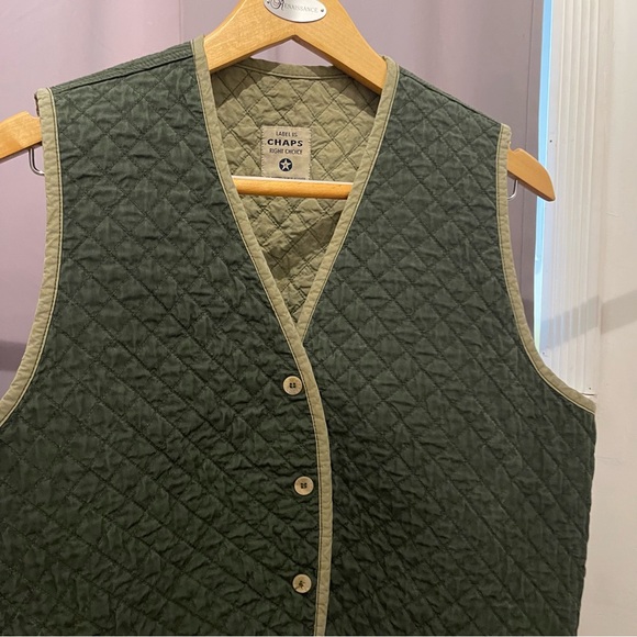 Chaps Olive Quilted Vest - Picture 9 of 9